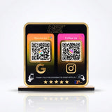 Premium Smart NFC 2QR Table Top Standee | Social Media Theme Edition | Black