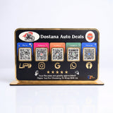 Premium Smart NFC 5QR Table Top Standee | Social Media Theme Edition| Black