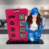 Modern Girl Smart NFC 4QR Standee - For Beauty Parlour & Garment Shop