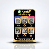 Premium Smart NFC 6QR Table Top Standee | Social Media Theme Edition| Black