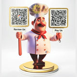 Chef Cutout Smart NFC 2QR Standee - For Restaurant