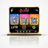 Premium Smart NFC 3QR Table Top Standee | Social Media Theme Edition | Black